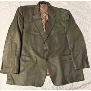 Lauren Ralph Lauren Silk Wool Blazer 50R Mens Olive Brown Houndstooth Sport Coat
